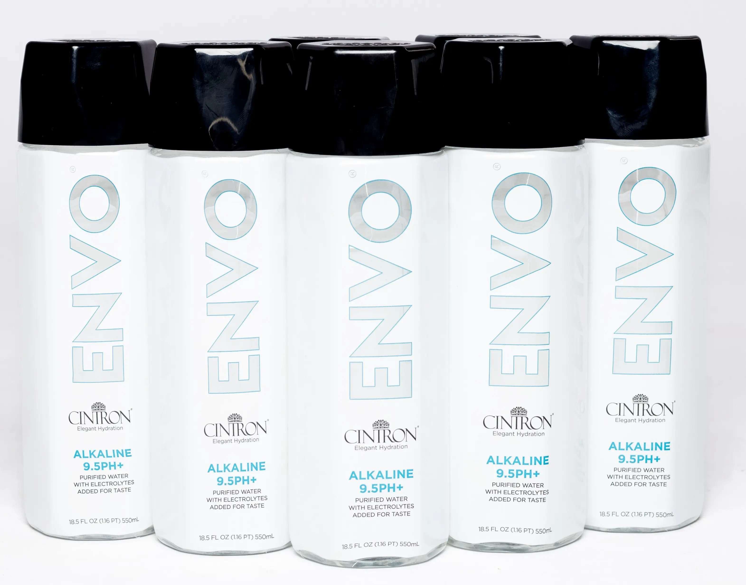 Cintron Envo Alkaline Water 9.5 pH Beverage Drink 12 Pack 18.5 fl oz in a Hexagon Designer Bottle with Essential Electrolytes and Ergonomic Grip