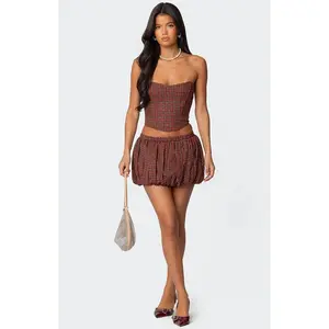 Edikted Women's Marlene Plaid Bubble Mini Skirt - Multicolor