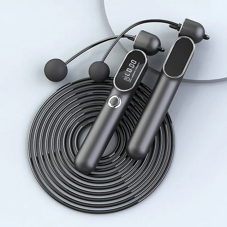 Cordless Jump Rope with Counter - 2 In 1 Tangle-Free Ropeless Jump Ropes with Large Ball-Weighted, Adjustable Rechargeable Skipping Rope with LED Display, for Men Women Fitness and Workout ropeless jump rope large cordless ball-weighted jump rope