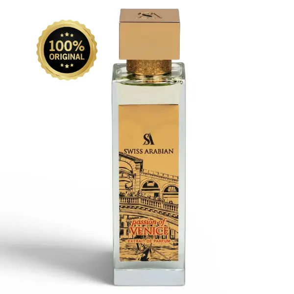 Swiss Arabian Passion of Venice 100 ml Extrait de Parfum Bottle - Long-Lasting Unisex Arabic Perfumes with Woody Musk, Vanilla Patchouli, Pepper - 3.4 oz, 100 Ml Perfume, Single Bottle, Crisp Evenings, Floral, Formal Occasions, Spicy, Luxury Packaged Unis