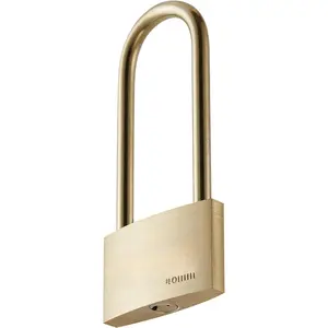 Weather Proof Lock, Solid Brass Padlock with Brass Long Shackle, 1-1/2" Wide, Light Duty Small Marine Grade Padlock