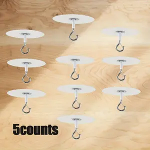 5 Counts Self-Adhesive Waterproof Ceiling Hooks, Durable Multifunctional Hooks for Balloon Wind Chimes, Ideal for Home Decor