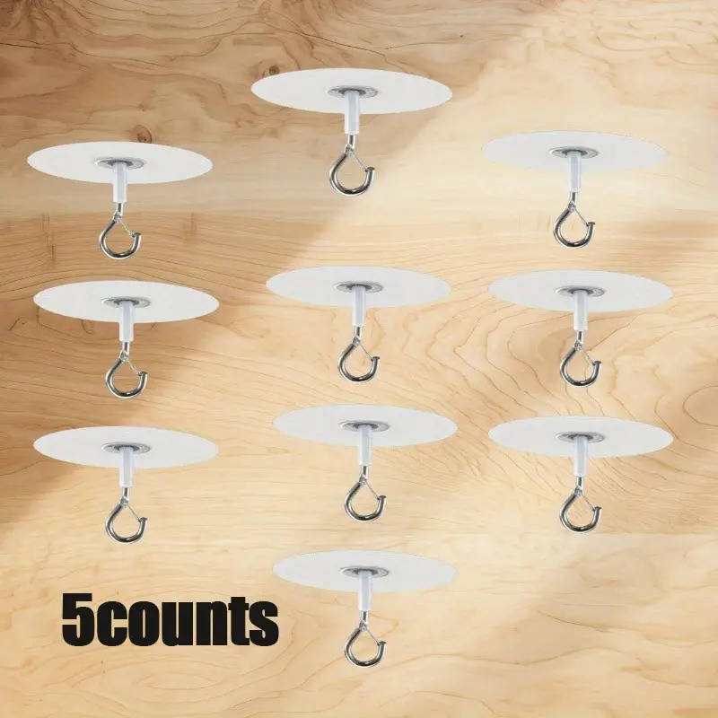 5 Counts Self-Adhesive Waterproof Ceiling Hooks, Durable Multifunctional Hooks for Balloon Wind Chimes, Hooks for Hanging, Ideal for Home Decor, Wall Hooks