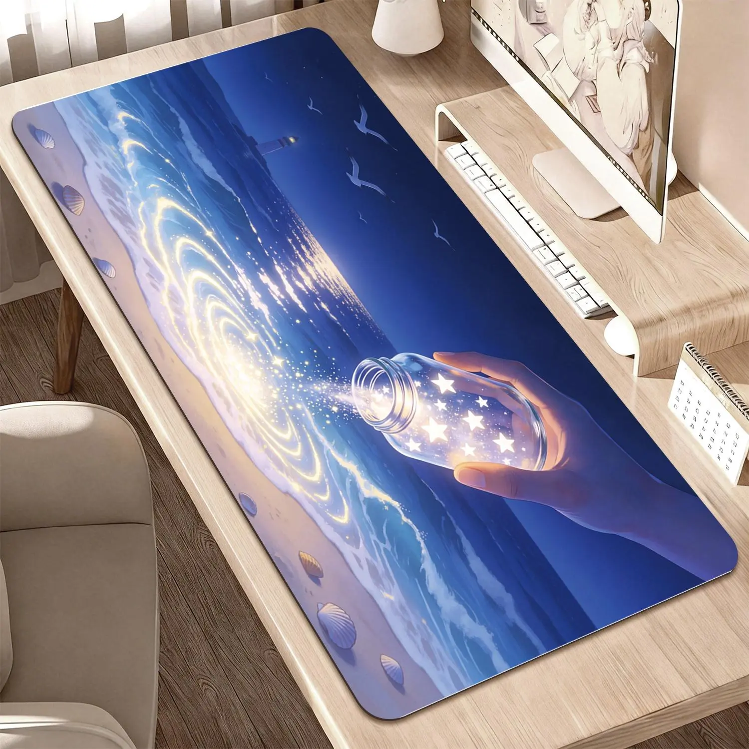 LIVEKEY Extended Gaming Mouse Pad - 80x40cm Large Plastic Mouse Pads for Desk, 3D Pink Fantasy Butterfly Design, Non-Slip Base, Stitched Edges, Smooth Tracking, Precise Control for Gaming & Office Use