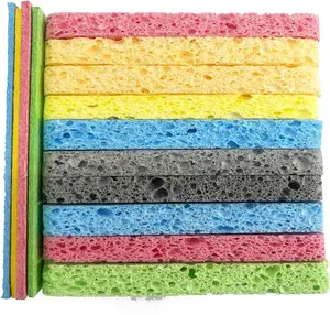 12PCS Cleaning Sponge，2.5X4.0 Inches, Kitchen Dishsponge, Cleaning Scrub Color Sponge, Biodegradable Natural Sponge, Non-Scratch Kitchen Cellulose Dishwashing. TallsooU