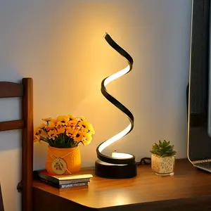 USB Powered LED Desk Lamp - Spiral & Classic Vintage-Inspired Design, 3 Color Dimmable Touch Control, Warm Ambient Light for Bedroom, Living Room, Home Office & Study Room - Modern Creative Indoor Nightstand Lighting Helloween