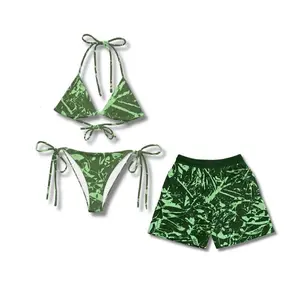 Green Tree Camo Matching Couples Swimsuit! His Shorts & Hers Two Piece Set Bikini. Top Target Swimsuits 2026 For Summer Getaway Deals - Mothers day gift