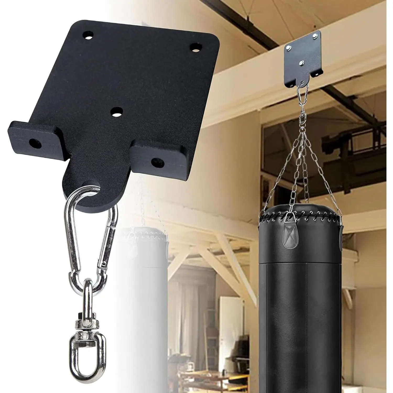 Heavy Punching Boxing Bag Hanger, Heavy Duty Bag Hanger Bracket, 360? Rotation Wall Ceiling Mount  Beam Hook for Boxing Muay Thai , Aerial Yoga Swing & Hammock
