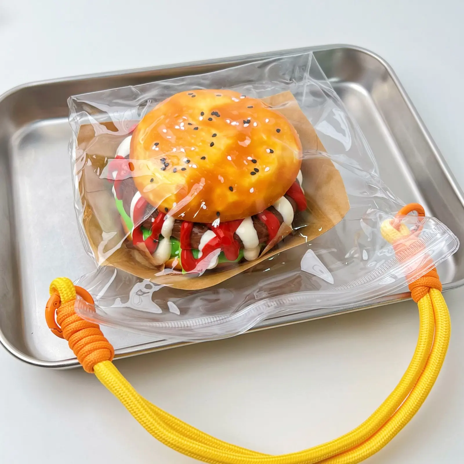 【Buy 3 Get 1 Free】Beef Burger Squishy Toys, Food-Grade Silicone Slow Rising Handmade Non-Toxic Soft Squeeze Sensory Toys with Thick Creamy Slime Texture for Stress Relief