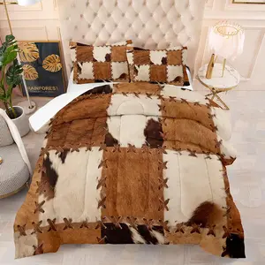 Cow Pattern Bedding Set, 1 Count Comforter & 1/2 Counts Pillowcases without Filler, Soft Comfortable Bedding Set for Home Bedroom