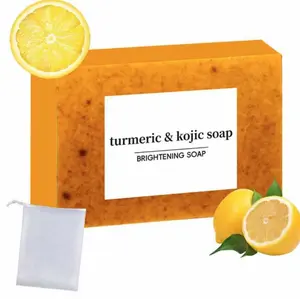 Lemon Turmeric Kojic Soap,Natural Handmade Soap,Turmeric Soaps Bar for Face and Body, Smooth Skin Tumeric Soapes,Deep Cleansing Soaps for Men & Women