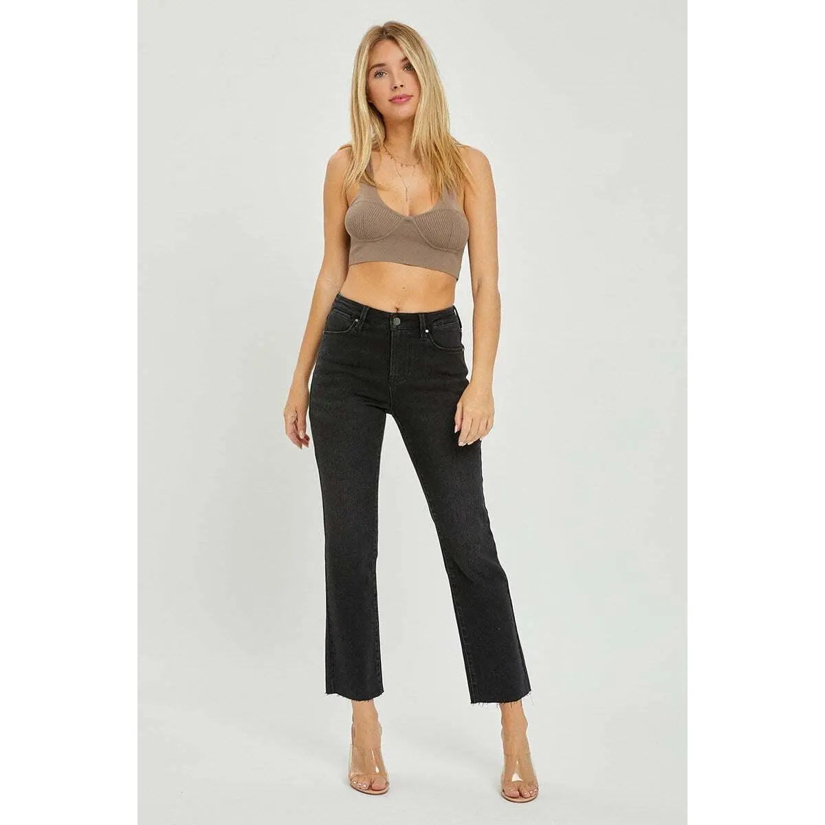 Risen Rockin' Raw Hem Cropped Black Jeans