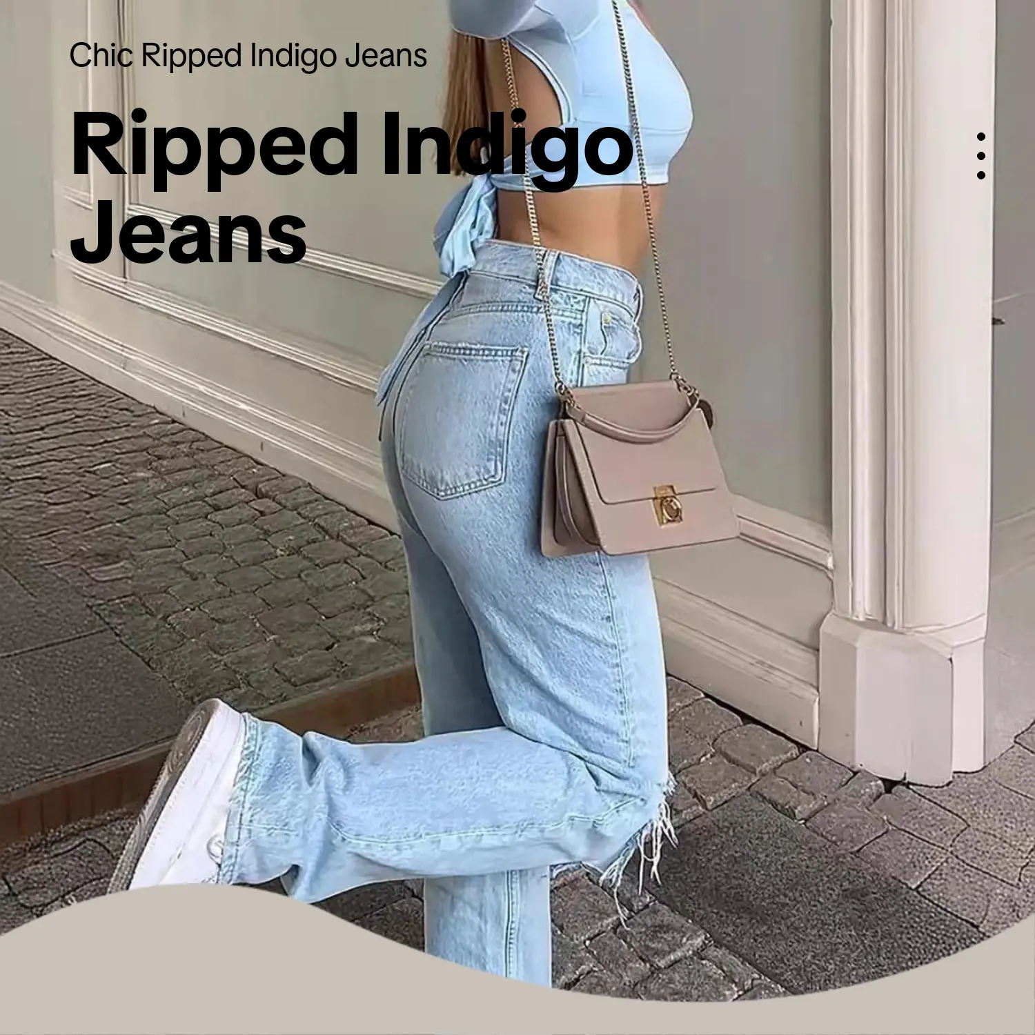 Women's Casey Medium Indigo Low Rise Baggy Jeans,Women's Light Indigo Ripped's 90S Boyfriend Jeans, Ripped High Waist Straight All-Matching Wide Leg Slimming Trendy Trousers Chic Womenswear Bottom Pants