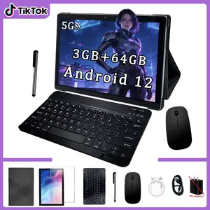 10.1 Inch Android Tablet PC, Octa-Core Processor, Bluetooth-compatible Keyboard Mouse Set, 64GB Expandable 1tb, HD Screen, WiFi Support, stylus included, no adapter, pink/blue/silver