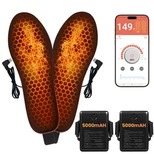 Rechargeable USB Heated Insoles for Men & Women, 5000mAh Foot Warmers with APP Control & 4 Heat Settings (104°F-158°F), Size 8.5-12, for Skiing, Heated Insoles for Camping, Fishing, Outdoor Activities