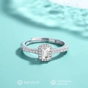 Square Shaped Moissanite Ring S925 0.5/1.0/2.0 CT - Emerald Cut - Lore Jewelry