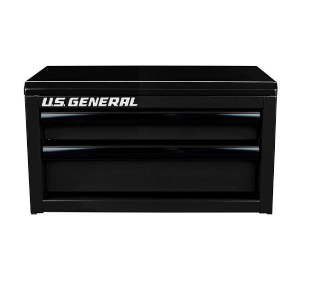 U.S. GENERAL Mini Steel Toolbox, Black, 10 lb. Total Capacity, Durable Ball Bearing Drawer Slides, Magnetic Drawer Locking, 6 in. x 6 in. x 11 in.
