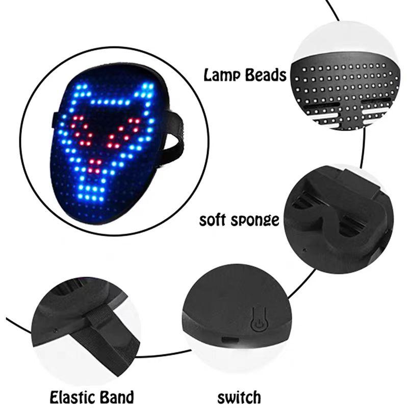 DKD Led Mask with Gesture Sensing,Light up mask for Kids/Men/Women LED Halloween Mask for Costume Cosplay Party