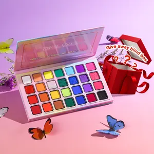 De'lanci 28-Color Rainbow Eyeshadow Palette  Hyper-Pigmented Matte & Glitter ，clickbait makeup Blend Coffee