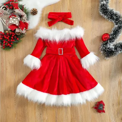 white christmas dresses Christmas Party Dress Toddler Kids Short Sleeve Dress Santa Claus Elk – Sun  Baby