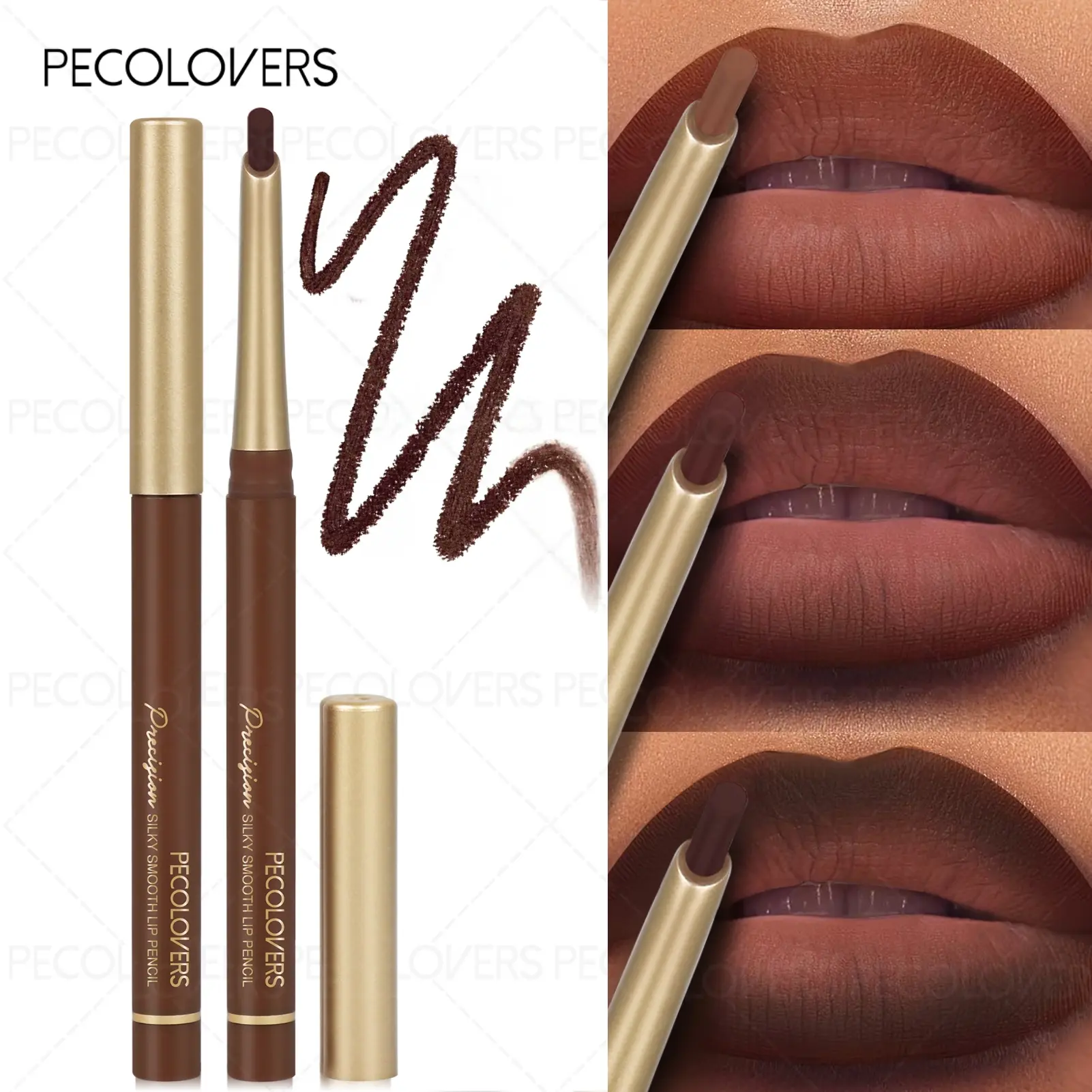 1pc Chocolate Lip Liner Pencil - Lipliner Makeup 6-Color Rich & Dense Texture Vibrant Long-Wear Easy Lip Contouring Matte Lipstick Lip Liner Stain