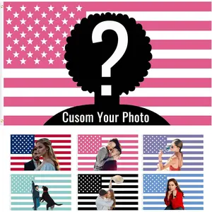 Custom Pink American Flag 3x5 Ft with Photo, Personalized Flags Design Your Image Funny Tapestry Poster with Face for Bedrooms Outdoor, for Family Friends Gift