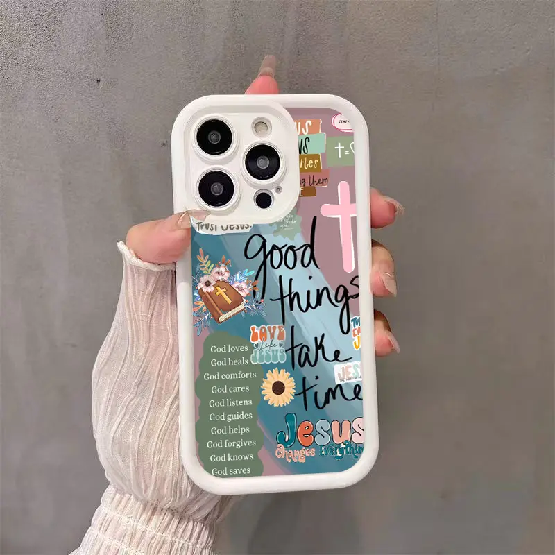 Jesus centered faith art collage soft TPU full coverage anti drop phone case suitable for iPhone 17 16 15 14 13 12 11 X XS Pro Max Plus, Samsung Galaxy S25 S24 S23 S22 S21 shockproof phone case