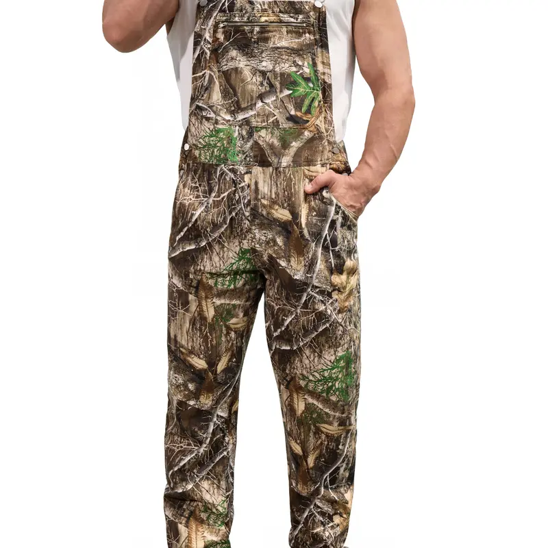 OeyFnbmO Camo Bibs Overalls for Men Denim Adjustable Straps Work Utility Coveralls Camouflage Jumpsuit Redneck Hunting Outwear Menswear