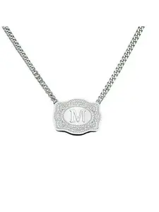 Necklace 26 English Letters Belt Buckle Necklace Embossed Copper Necklace Belt Buckle Shape Necklace Gift for Men and Women