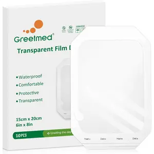 Transparent Film Dressing 6'' x 8'', 10 Packs Waterproof Adhesive Patch Breathable Wound Cover Bandage, Comfortable Clear Bandages for Tattoo Aftercare Swimming Shower IV Shield