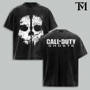 Vintage CallOfDuty-Ghosts Washed Graphic Tee, Oversized Tactical Gamer Streetwear Shirt, Retro Military Skull Mask Gaming T-Shirt, Modern Warfare Gift Tee