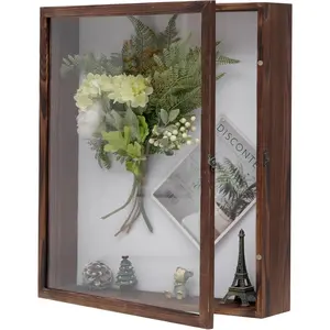 Large 16x20 Shadow Box Frame, 3.54" Deep Display Case with Back & Wood Frame, 8 Pins for Jerseys, Flowers, Wedding Keepsakes, Kids' Mementos, Tickets & Photos, Honey Brown