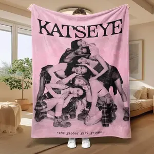 Katseye Kpop Idol Flannel Blanket, Ultra-Soft Cozy Throw with Dream Academy Style HD Digital Print, Warm Bed Couch Sofa Blanket for Bedroom and Home Office, Music Fan Room Decor for Teens