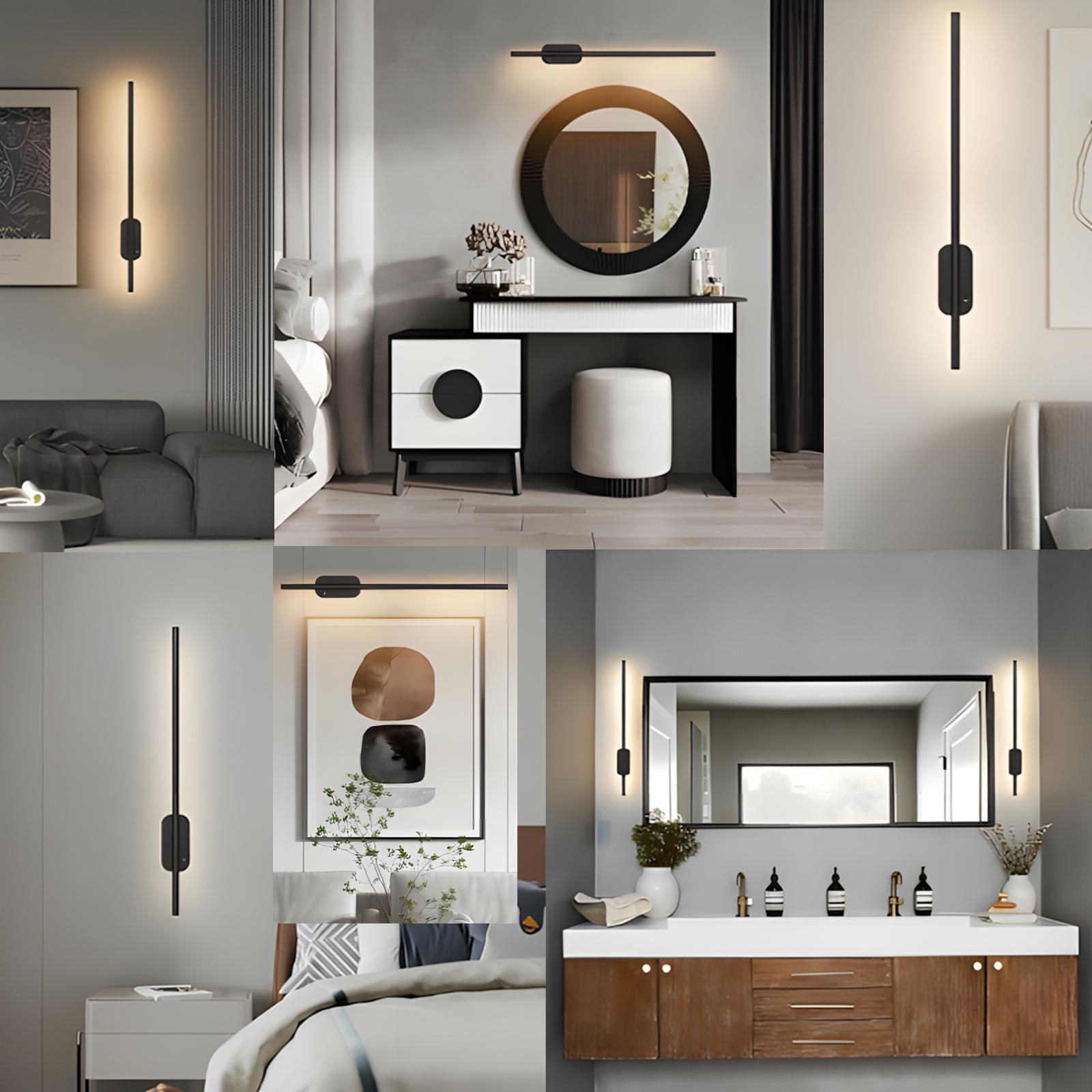 GLITGATE Battery Operated Wall Sconce Set of 2, Dimmable Battery Wall Sconce with Remote Control,3000K-6500K LED Wireless Wall Light for Bedroom,Living Room,  Black(2 Pack)