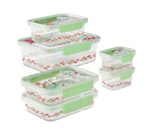 Painted Meadow Rectangle Tritan Food Storage Containers Set of 6, 12 Pieces with Tritan Lid