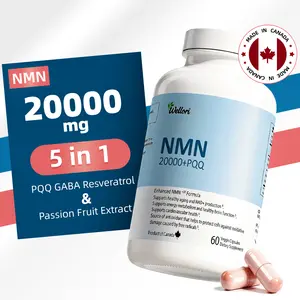 Natural Antioxidant: 20000mg NMN Supplement, Liposomal Complex with Resveratrol,GABA, PQQ, Passion Fruit Extract, Healthy Aging of Heart, Brain & Muscle，Cellular Energy, Metabolism & Repair Zero Filler Supports Cellular Renewal, Energy - 60 Capsules Vegan