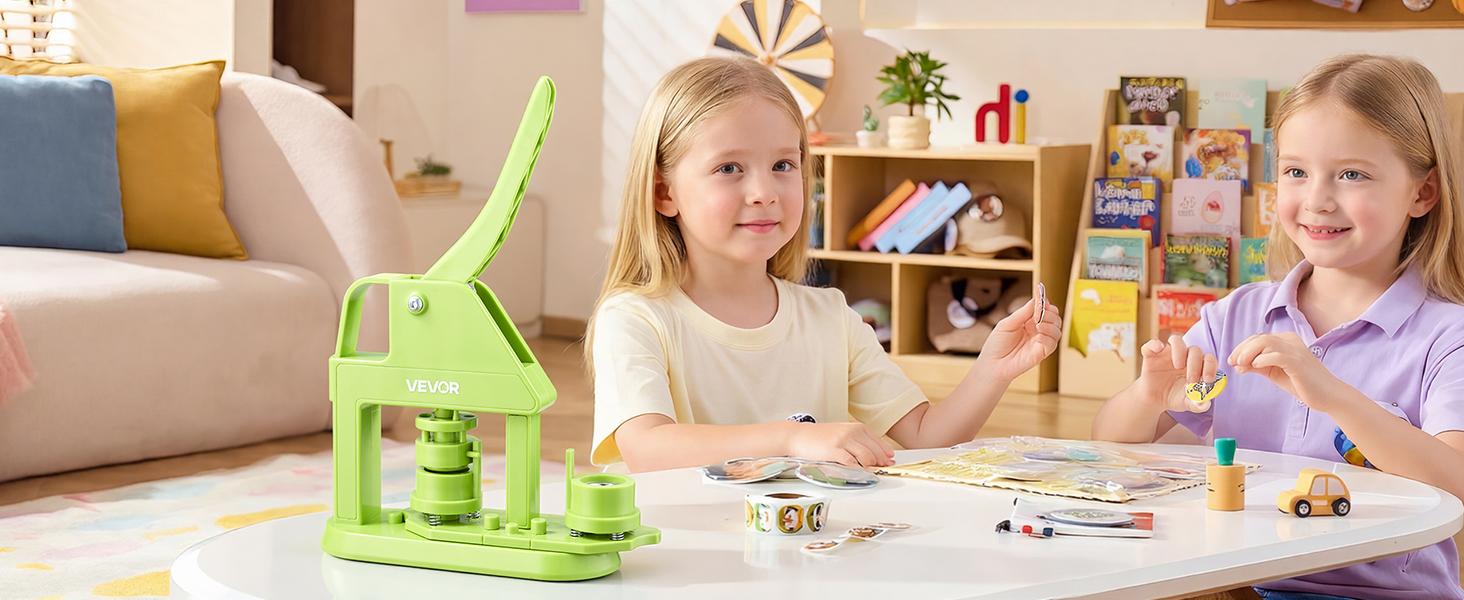 VEVOR Button Maker Machine, 0.98 in, Plastic Pin Maker with 500pcs Button Parts, Mr. Panda Magic Book, Circle Cutter and Hex Wrenches, Reinforced Ergonomic Handle, for DIY Badges, Personalized Pins