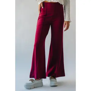The Cardinale Wide Leg Flare Trouser in Burgundy
