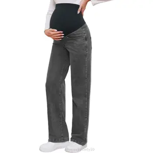 Women's Maternity Jeans Straight Leg Relaxed Fit Over Belly Pregnancy Denim Work Pants Maternity Clothes with PocketsRogueSociety20