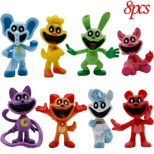 8PCS-set Smiling Critters Figures Anime kawaii Catnap doll PVC Model toy Catnat desktop decoration children Birthday Gifts