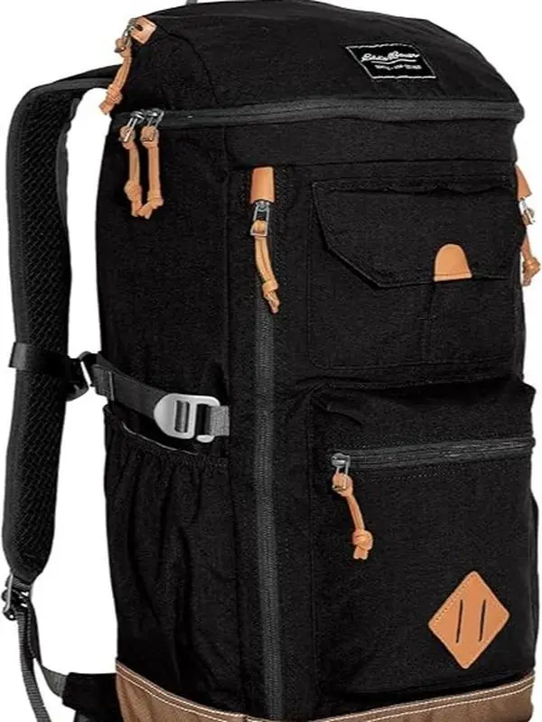 Eddie Bauer Bygone Backpack with Exterior Pockets and Laptop Compatible Sleeve, Black, 30L