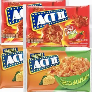 Act II Mexican Popcorn, Chile y Limon and Queso Jalapeno Flavors, Microwave Popcorn, 4 Pack, Imported from Mexico, Popular Mexican Snack, As Seen on TikTok Magnet