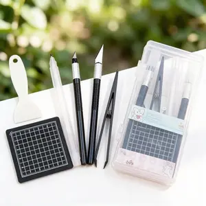 Multifunctional Tool Set + Cute Storage Box, Writing/cutting/measuring All-In-One, Transparent Organizer, Anti-Loss & Aesthetic, Office School Supplies, Stationery Set