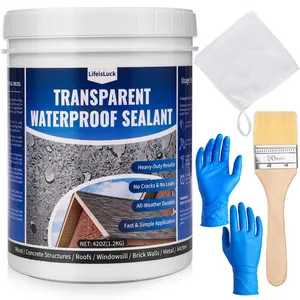42 OZ Transparent Waterproof Coating with Brush and Gloves Invisible Waterproof Sealant Clear Leak Repair Coating for Roof, Wall,,, Indoor,