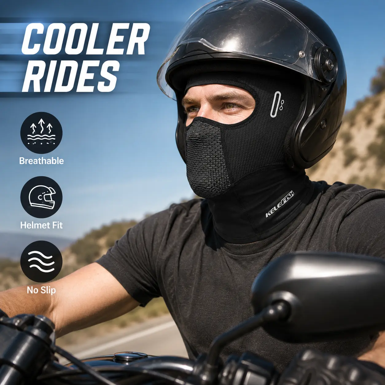 Summer Motorcycle Balaclava Face Mask, Breathable Cooling Helmet Liner, Lightweight Anti-Slip Under Helmet Riding Mask