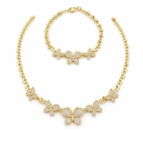 Butterfly Necklace and Bracelet Set - 20 Inch Necklace butterfly Design, Featuring Butterfly Charm