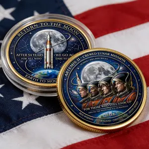 Artemis II Splashdown 2026 Commemorative Coin - Artemis II NASA Moon Mission Metal Coin - Space Exploration Gift