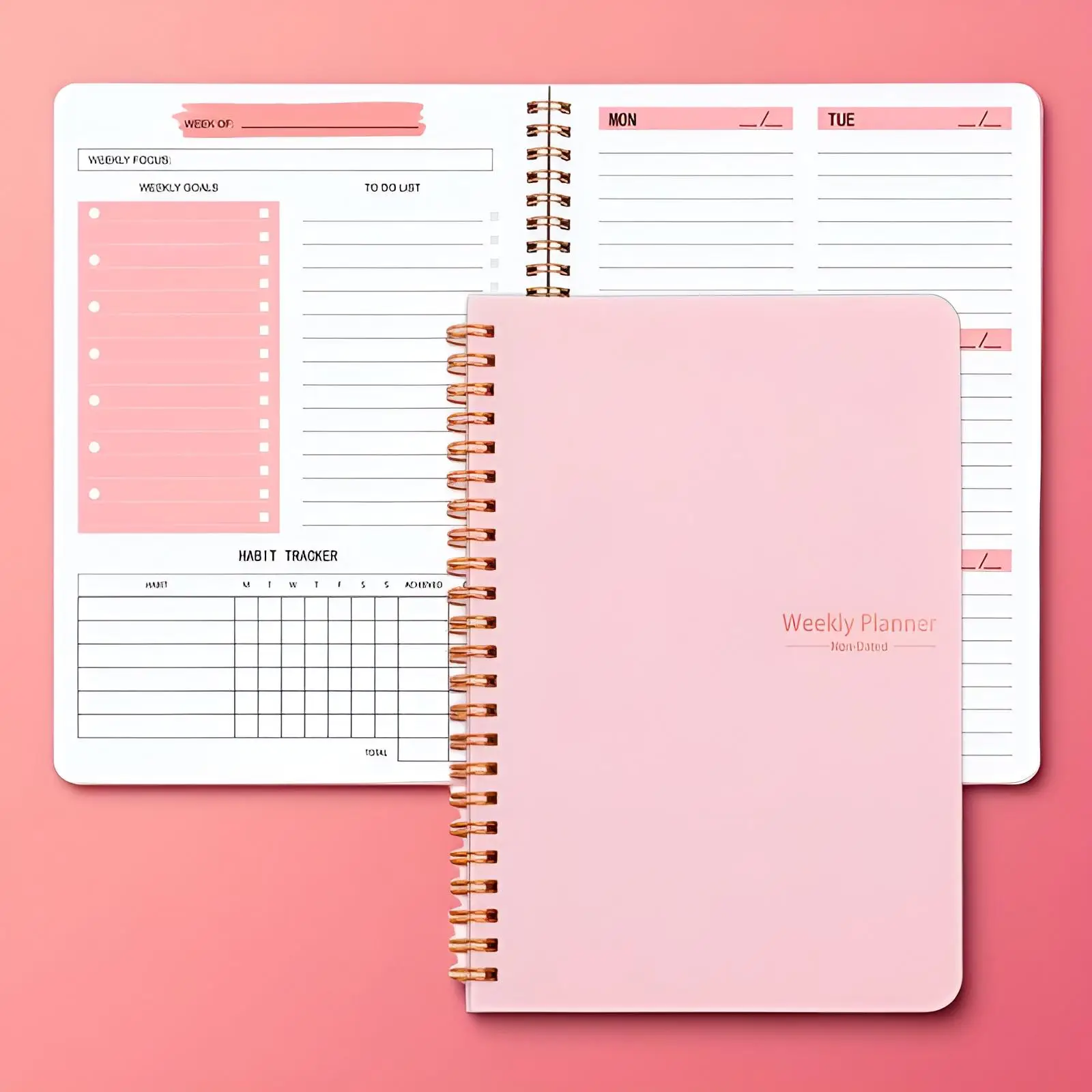 A5 Agenda Planner Notebook, 1 Count Weekly Planner Goal Habit Schedules Notebook, Portable Planner Notepad, Students Stationery Supplies Gift, Home Sc