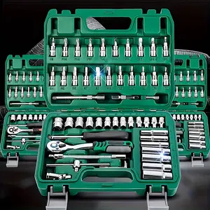 46pcs green all-in-one car repair tool set, suitable for multi-function combination manual wrench set, suitable for cars, bicycles and motorcycles