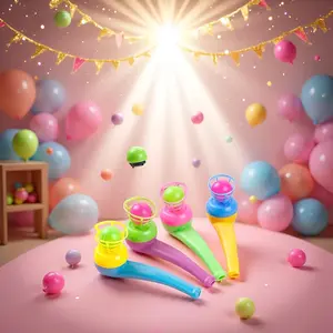 4Pcs Ball Blowing Floating Blow Pipe Balls, Floating Ball for Birthday Party Balance Game (Random Color)